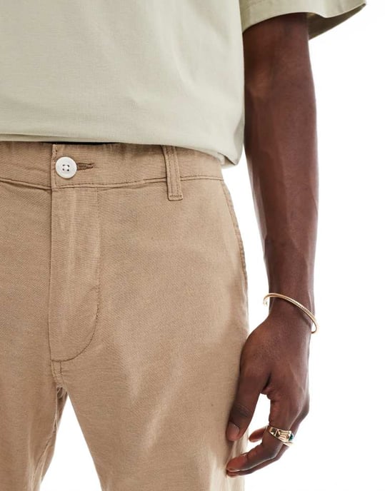 Jack & Jones linneblandning shorts i tan - Image 3
