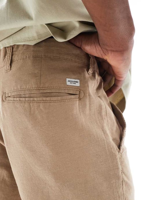 Jack & Jones linneblandning shorts i tan - Image 4