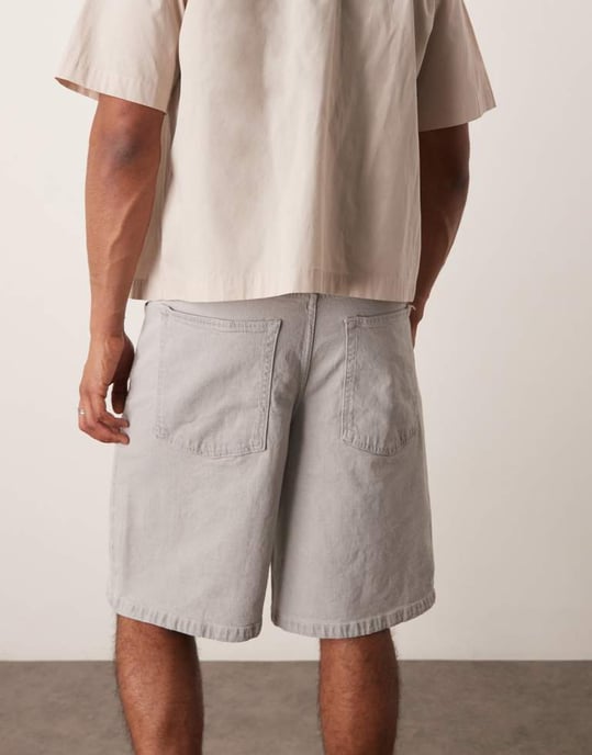 ASOS DESIGN långa denimshorts med dragsko i ecru - Image 2