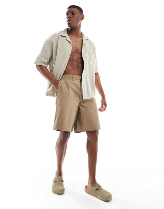 Jack & Jones baggy tung twill chino shorts i beige - Image 4