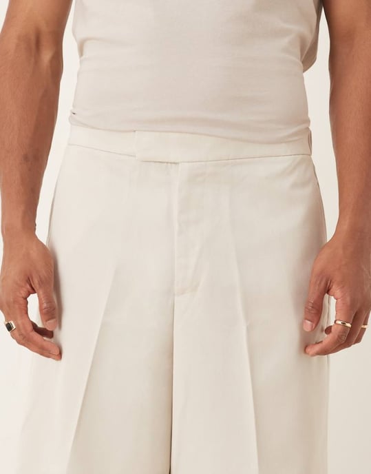ASOS DESIGN smart koord oversized bermudashorts i sten med elastisk midja - Image 4