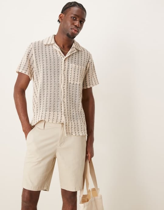 ASOS DESIGN regular längd skinny chino shorts i sten - Image 2