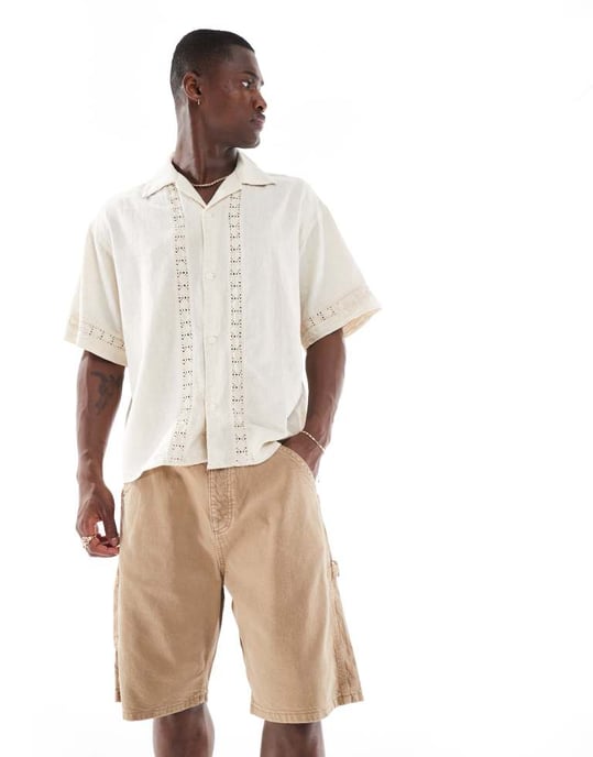 Jack & Jones baggy fit snickarshorts i beige - Image 2