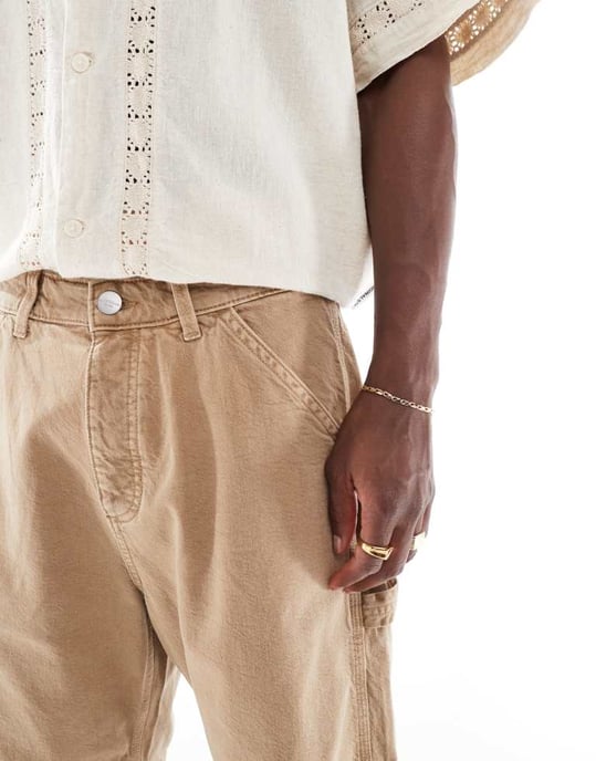 Jack & Jones baggy fit snickarshorts i beige - Image 3