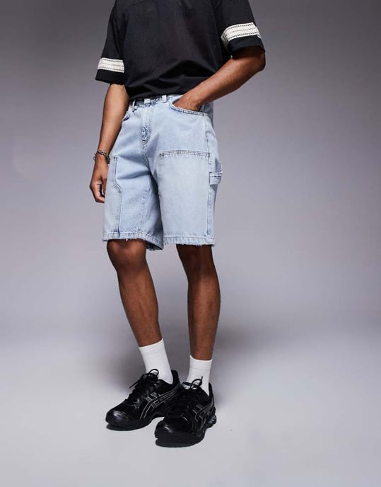 Couture Club denim snickarshorts i ljusblå tvätt - Image 2