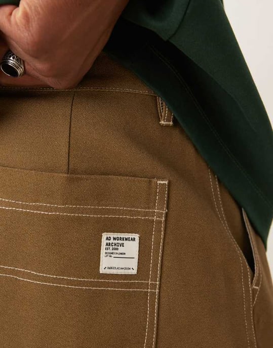 ASOS DESIGN långa shorts med snickardetaljer i brunt - Image 2