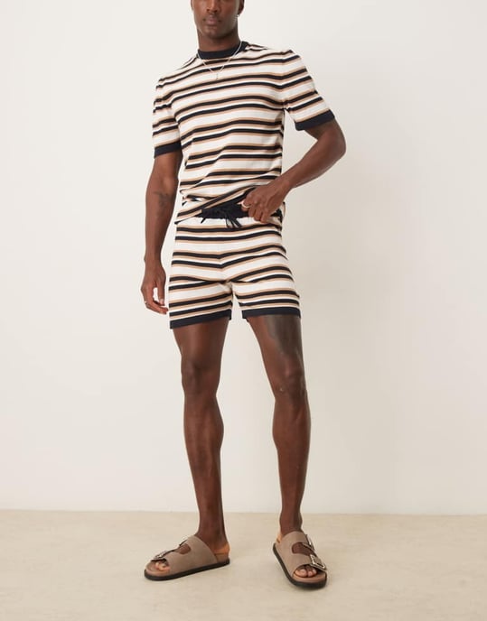 ASOS DESIGN randiga stickade shorts-set - Image 2
