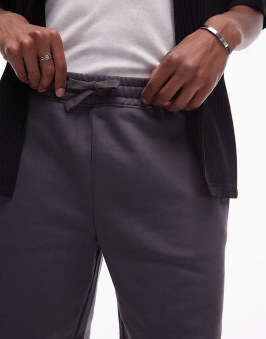 Topman premium oversized shorts i kolgrå - Image 3