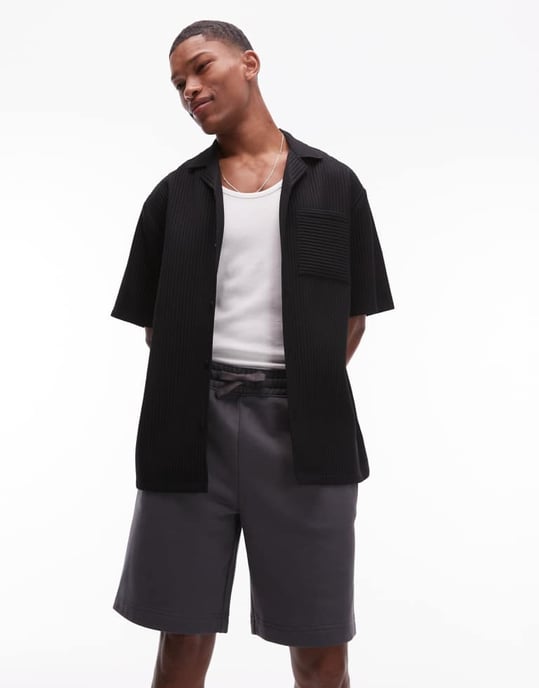 Topman premium oversized shorts i kolgrå - Image 4