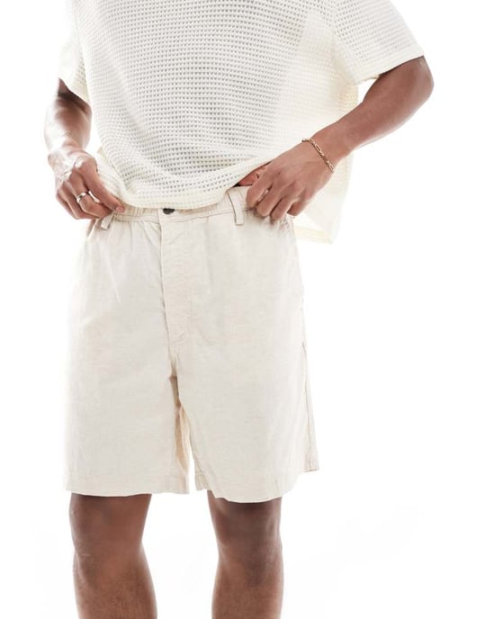 Jack & Jones linneblandning short i krämfärg - Image 2
