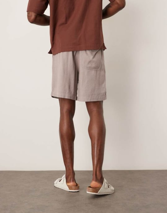 ASOS DESIGN baggy fit linneblandad kortbyxa i grått - Image 2