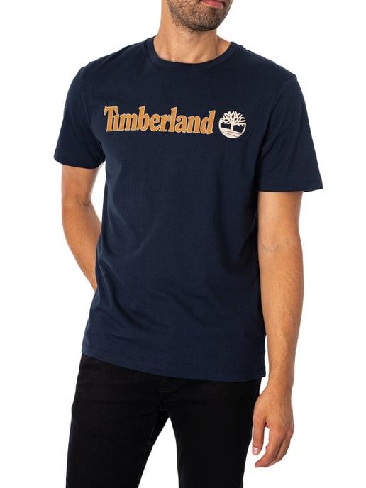 Timberland Linear Logo T-Shirt, Blue - Image 2