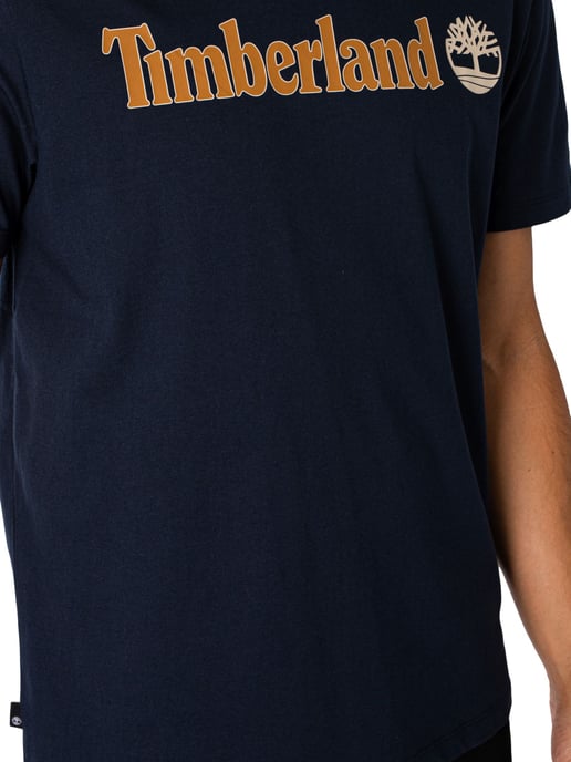 Timberland Linear Logo T-Shirt, Blue - Image 4