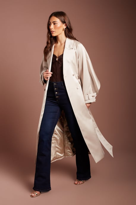 Satin Occasion Trench Coat - Image 1