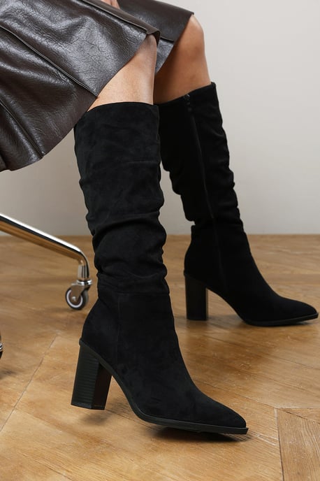 Where's That From Womens 'Quilla' Slouch Knee High Boots with Block Heel - Image 1