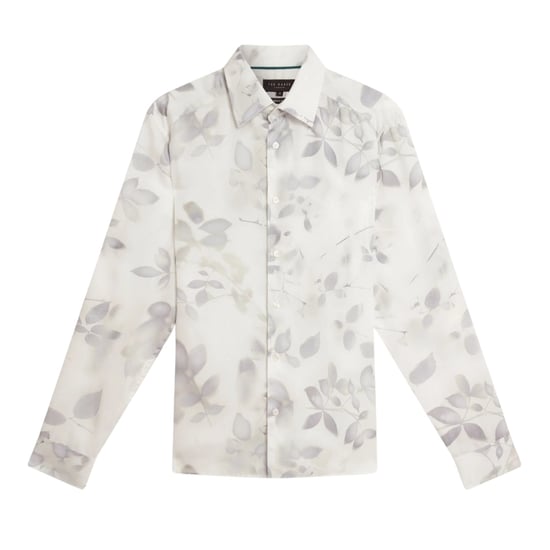 Ted Baker Kalmill Regular Fit Leaf Shadow Print White Shirt - Image 1