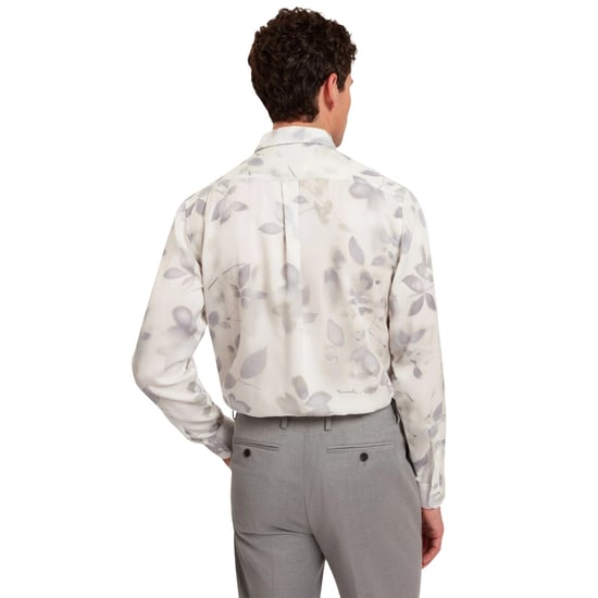 Ted Baker Kalmill Regular Fit Leaf Shadow Print White Shirt - Image 3