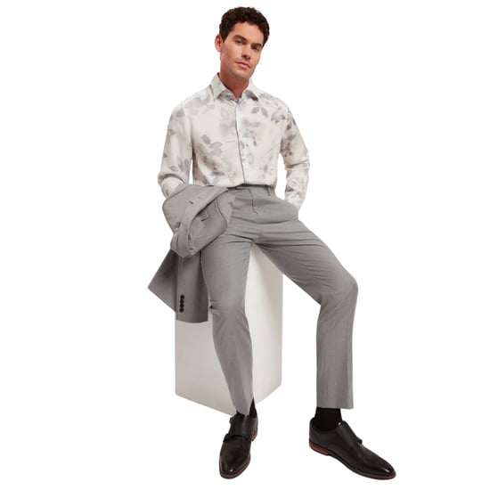 Ted Baker Kalmill Regular Fit Leaf Shadow Print White Shirt - Image 5