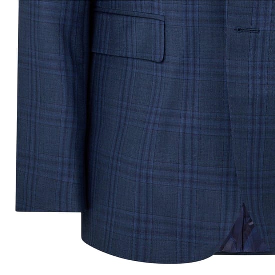 Ted Baker Mens Plaid Notch Neck Suit Jacket (Dark Blue) - Image 4