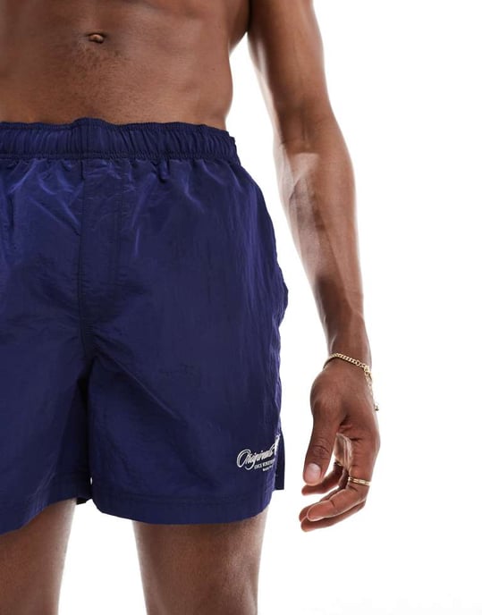 Jack & Jones badbyxor med originaltryck i marinblått - Image 2