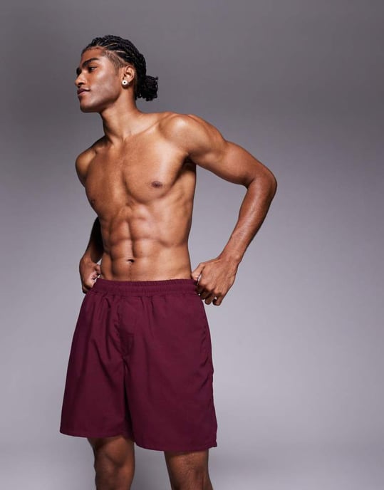 ASOS DESIGN badshorts i lång längd i vinröd - Image 2