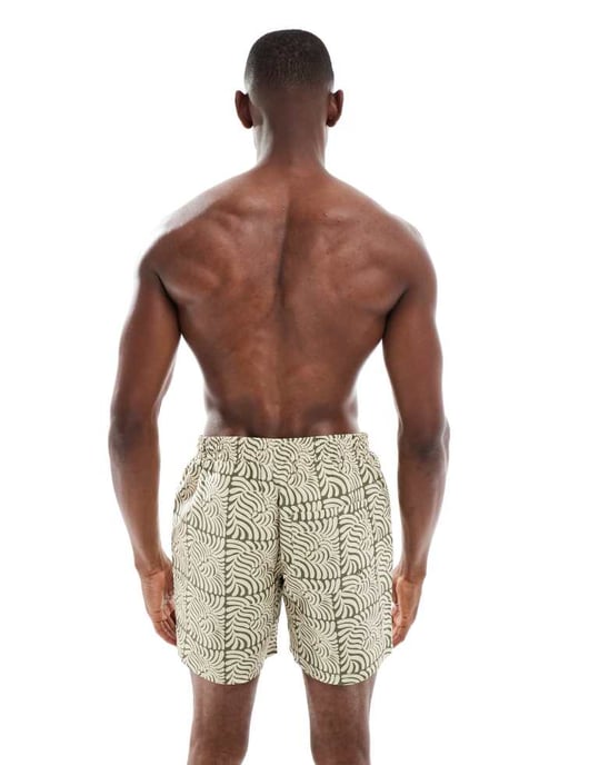 Farah Colbert badshorts i grön och beige kakelmönster - MGREEN - Image 2