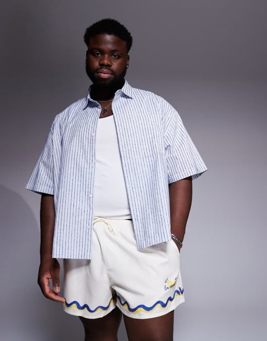 ASOS DESIGN badshorts i kort längd med kanttryck i sten - Image 2