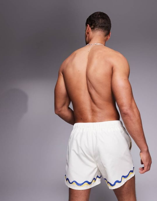 ASOS DESIGN badshorts i kort längd med kanttryck i sten - Image 4