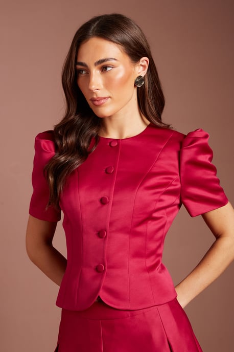 Short Sleeve Button Through Fitted Jacket - Image 4