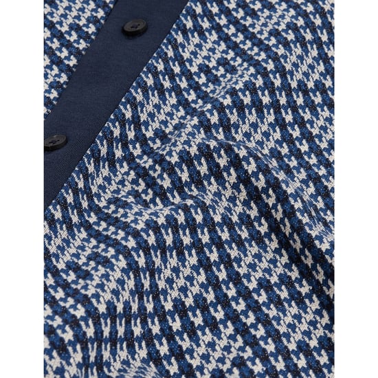 Ted Baker Danlibe Argyle Button Through Navy Jersey Shirt - Image 6