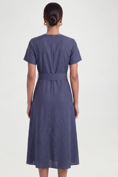 Textured Woven Belted Midi Dress - Image 2