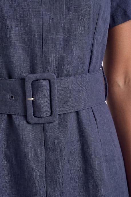 Textured Woven Belted Midi Dress - Image 3
