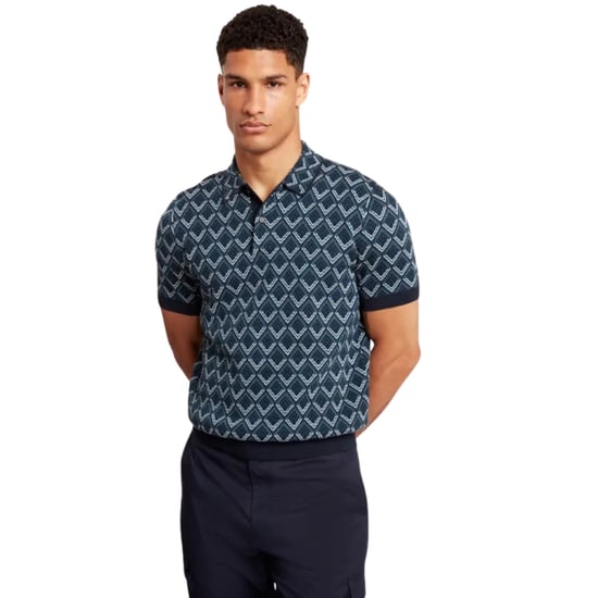 Ted Baker Melvvin Geo Jacquard Knit Navy Polo Shirt - Image 2