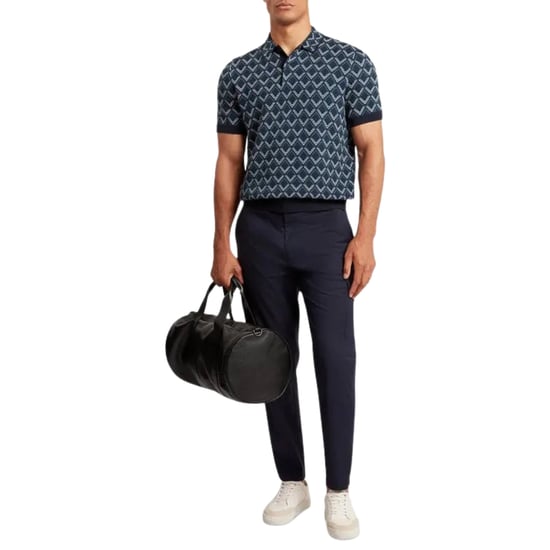 Ted Baker Melvvin Geo Jacquard Knit Navy Polo Shirt - Image 4