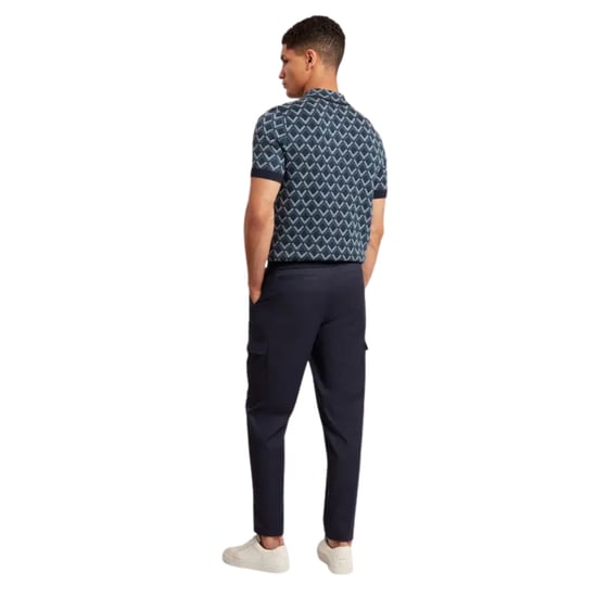 Ted Baker Melvvin Geo Jacquard Knit Navy Polo Shirt - Image 5