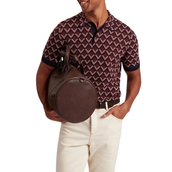 Ted Baker Melvvin Geo Jacquard Maroon Knit Polo Shirt - Image 2