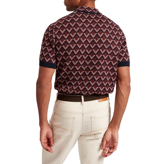 Ted Baker Melvvin Geo Jacquard Maroon Knit Polo Shirt - Image 3