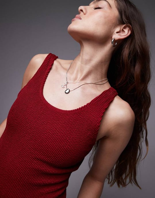 Topshop Aten-baddräkt i röd - Image 3