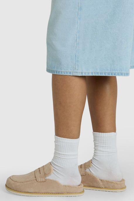 Faux Suede Fur Lined Closed Toe Clogs - Image 1