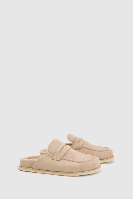 Faux Suede Fur Lined Closed Toe Clogs - Image 3