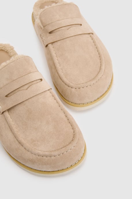 Faux Suede Fur Lined Closed Toe Clogs - Image 5
