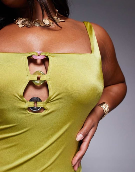 ASOS DESIGN Curve revansch tredubbel ringbikini i lime - Image 2