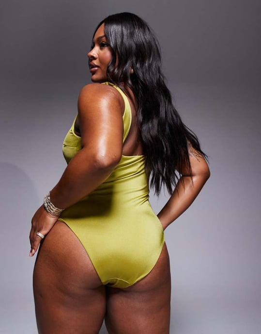 ASOS DESIGN Curve revansch tredubbel ringbikini i lime - Image 3