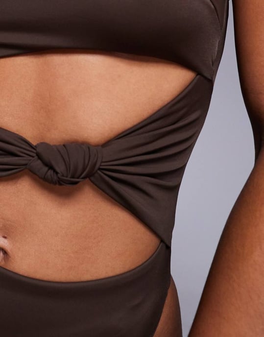 ASOS DESIGN Nina knutbikini i chokladbrun - Image 2