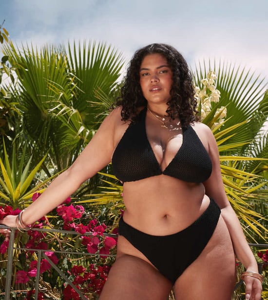 ASOS DESIGN Curve Cara virkat högben bikiniunderdel i svart - Image 1