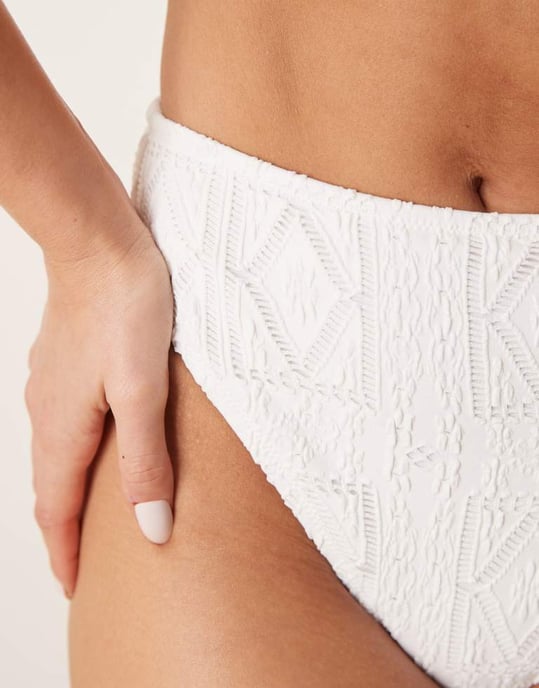 ASOS DESIGN Bertie broderie hög ben hög midja bikiniunderdel i vitt - Image 2