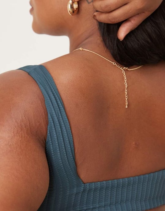 ASOS DESIGN Curve Riddy ribbad kort bikiniöverdel i skifferblå - Image 3