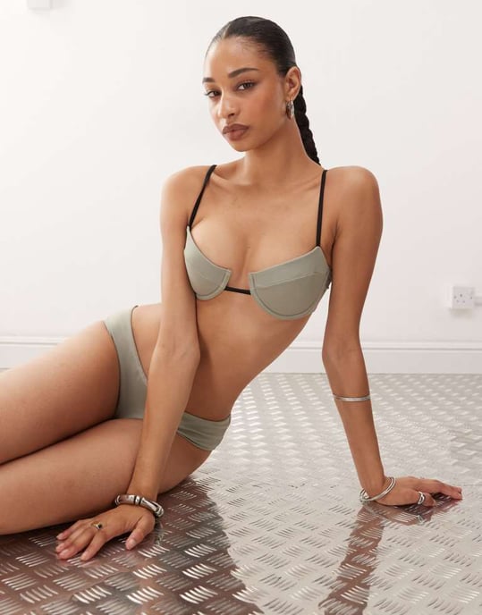 Monki bh med byglar i khaki - Image 4