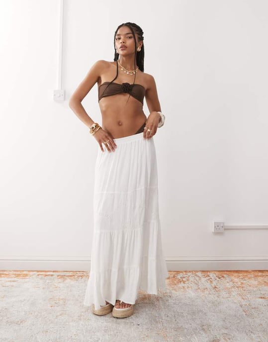 Miss Selfridge korsett bandeau bikiniöverdel i choklad - Image 2