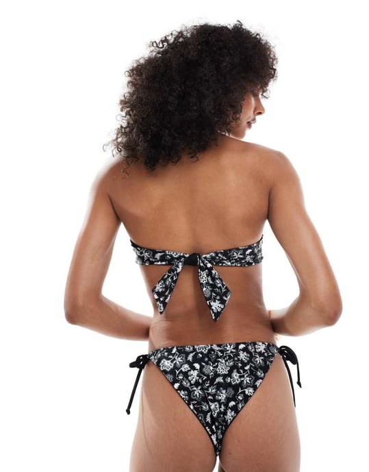Hollister baddräkts bandeau knyt bikiniöverdel i svart koord - Image 2